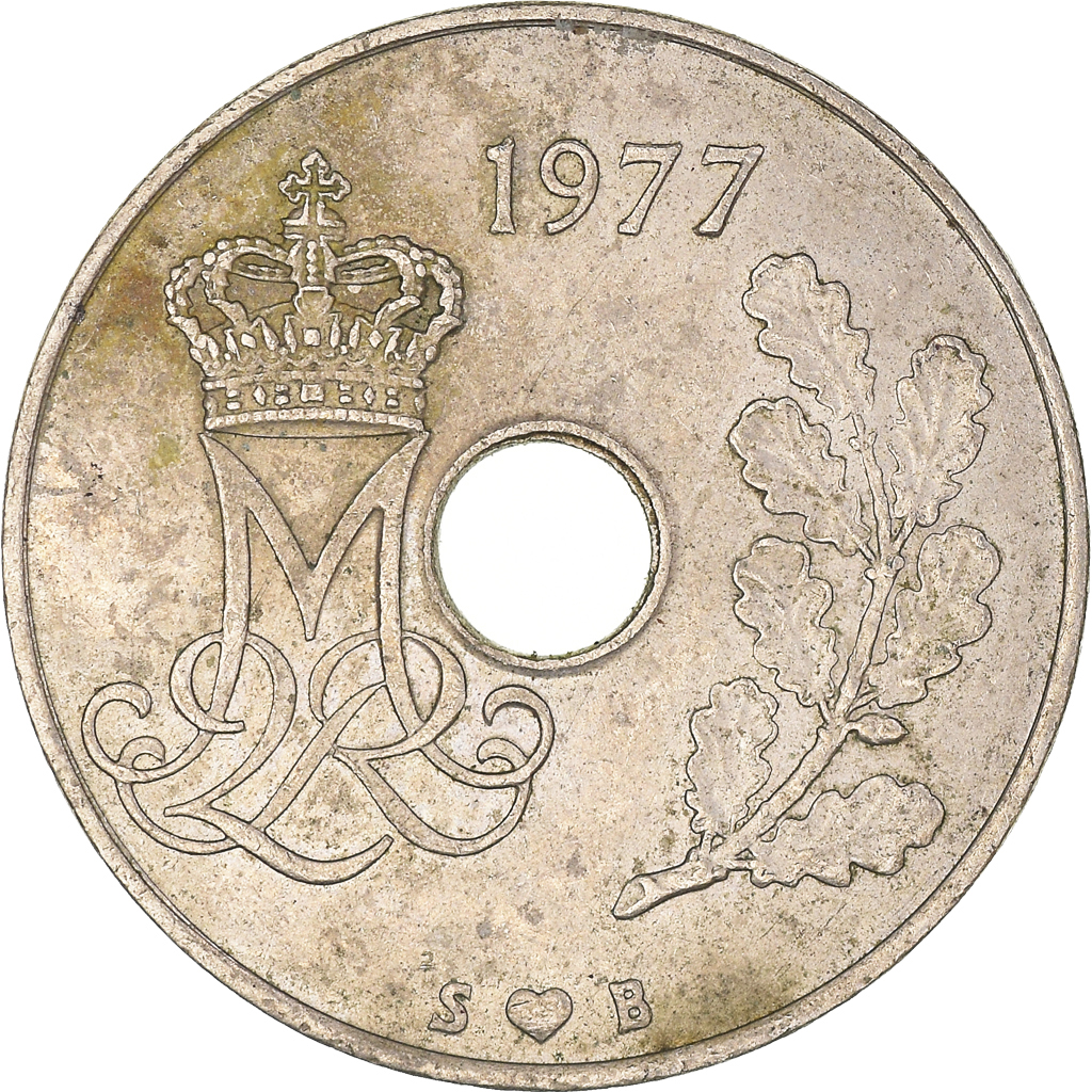 Moneda, Dinamarca, 25 Öre, 1977