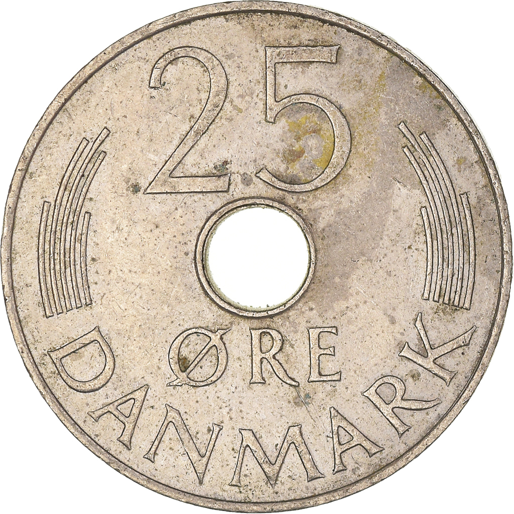 Moneda, Dinamarca, 25 Öre, 1977
