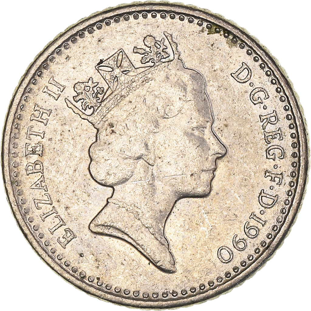 Moneda, Gran Bretaña, 5 Pence, 1990