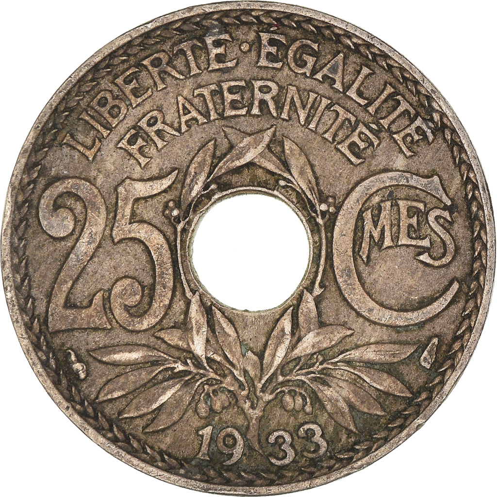 Moneda, Francia, 25 Centimes, 1933