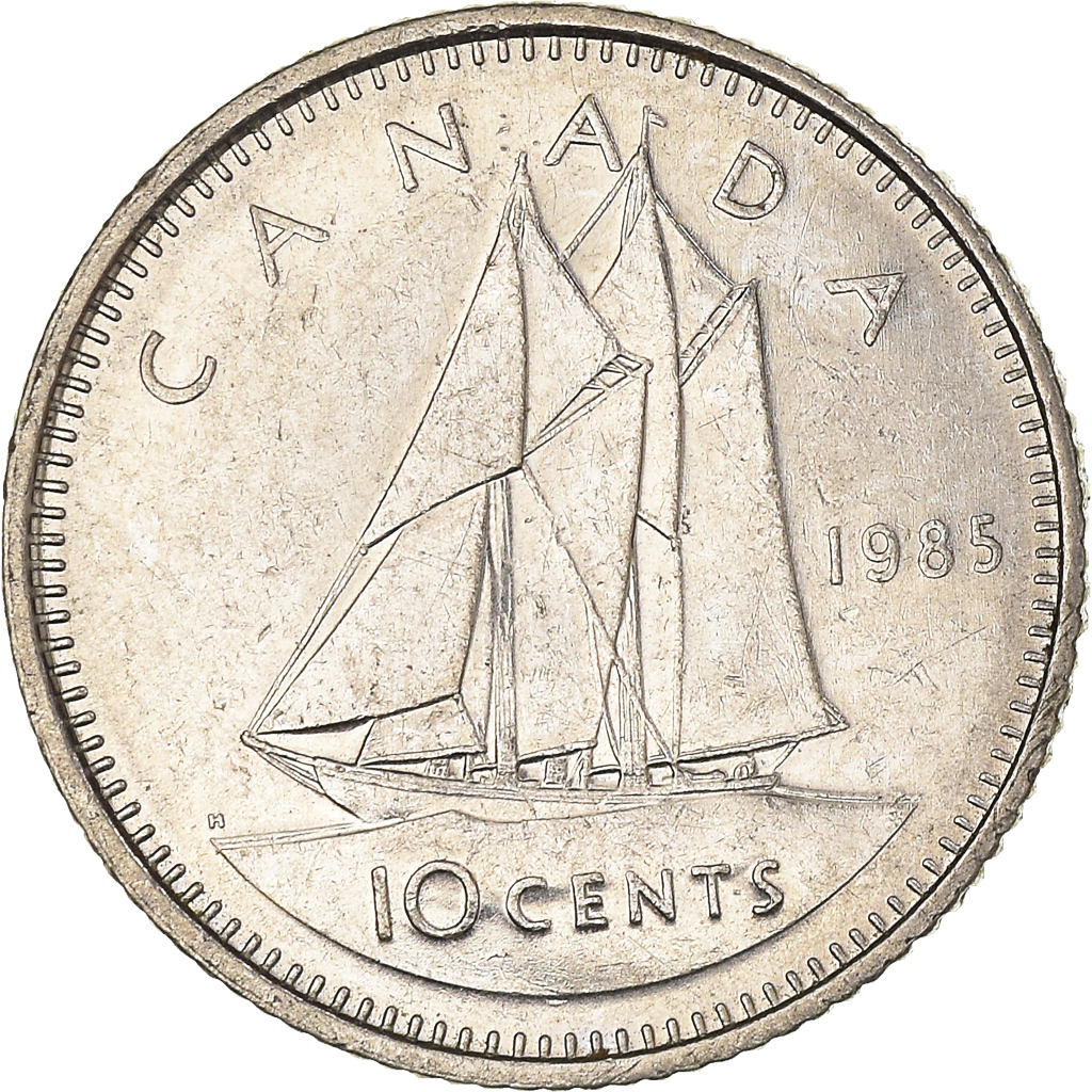 Moneda, Canadá, 10 Cents, 1985
