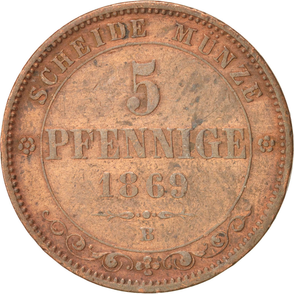 Coin, German States, SAXONY-ALBERTINE, Johann, 5 Pfennig, 1869, 