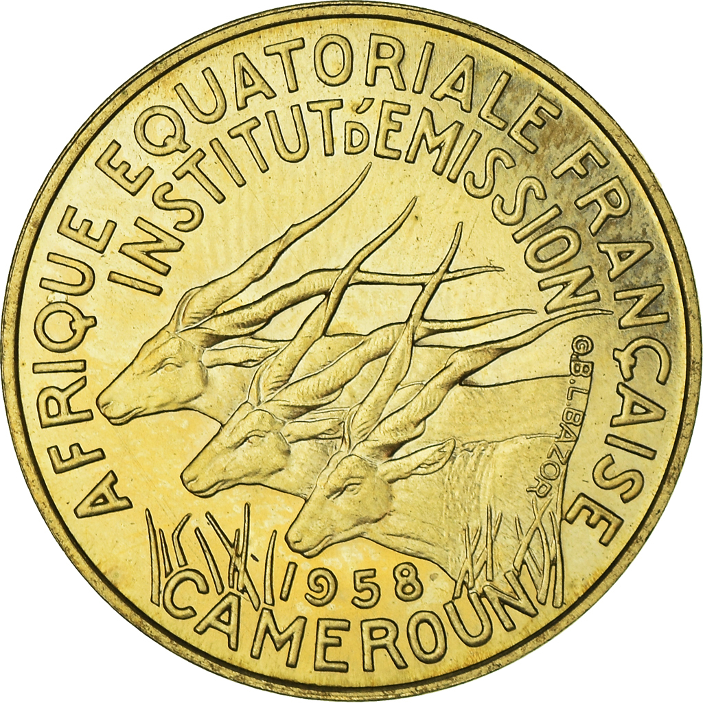 Coin, Cameroon, 10 Francs, 1958, Paris, ESSAI, , Aluminum-Bronze