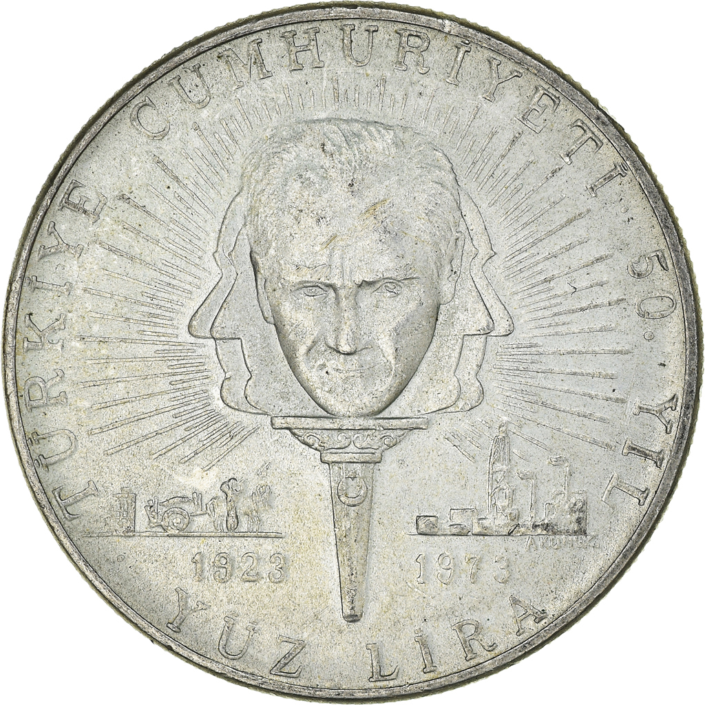 Coin, Turkey, 100 Lira, 1973, , Silver, KM:903