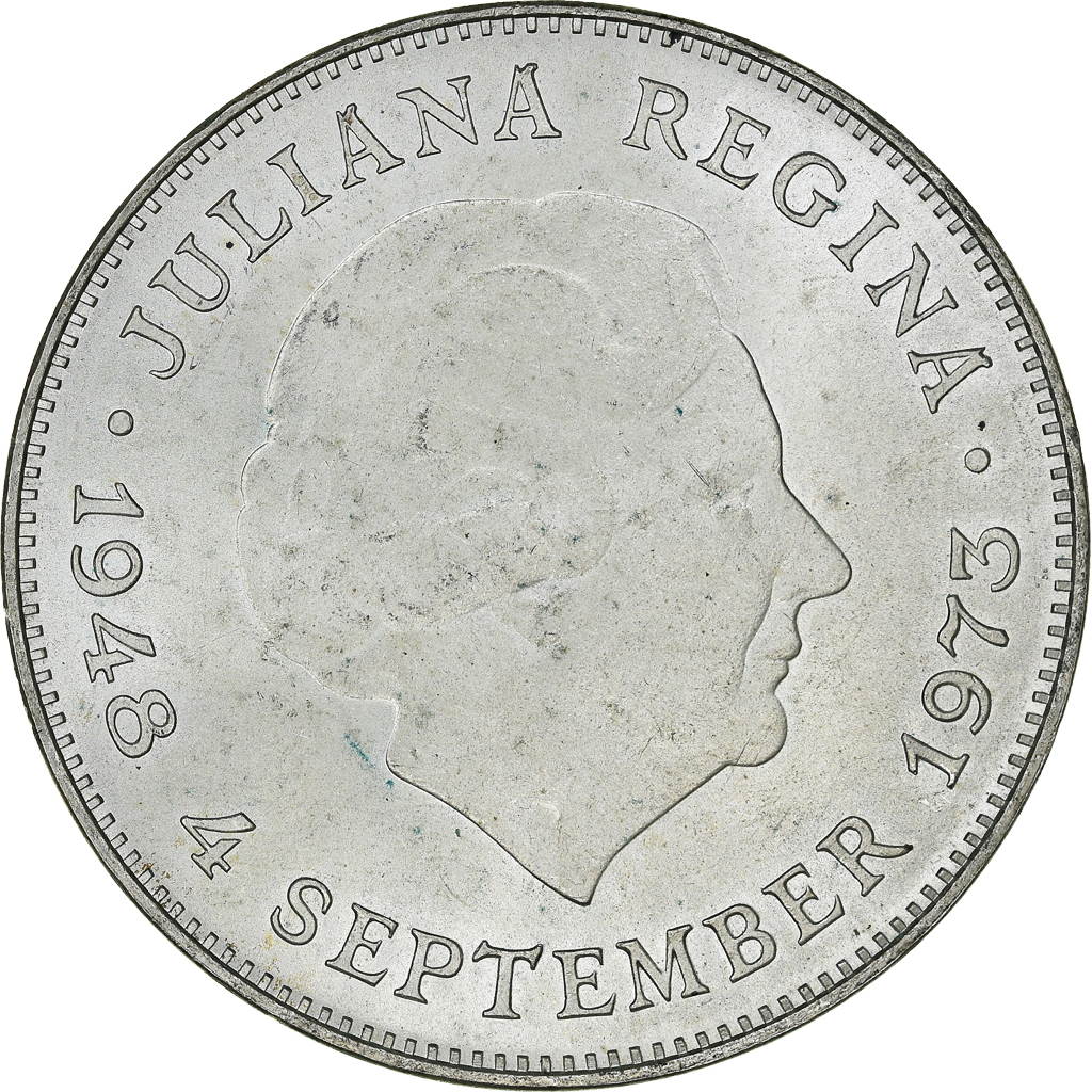 Netherlands, Juliana, 10 Gulden, 1973, , Silver, KM:196