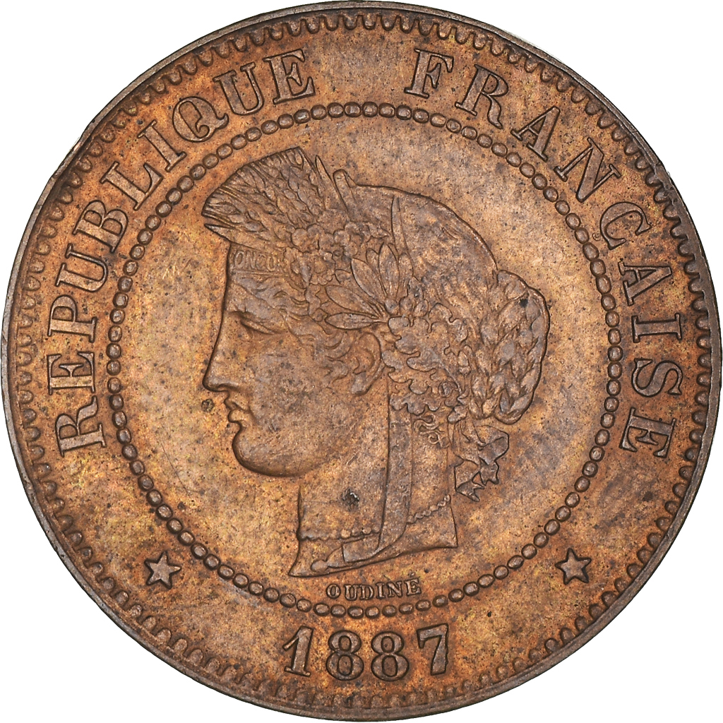 Coin, France, Cérès, 5 Centimes, 1887, Paris, , Bronze, KM:821.1
