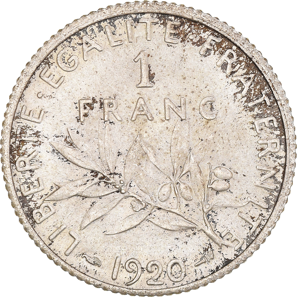 Coin, France, Semeuse, Franc, 1920, Paris, , Silver, KM:844.1