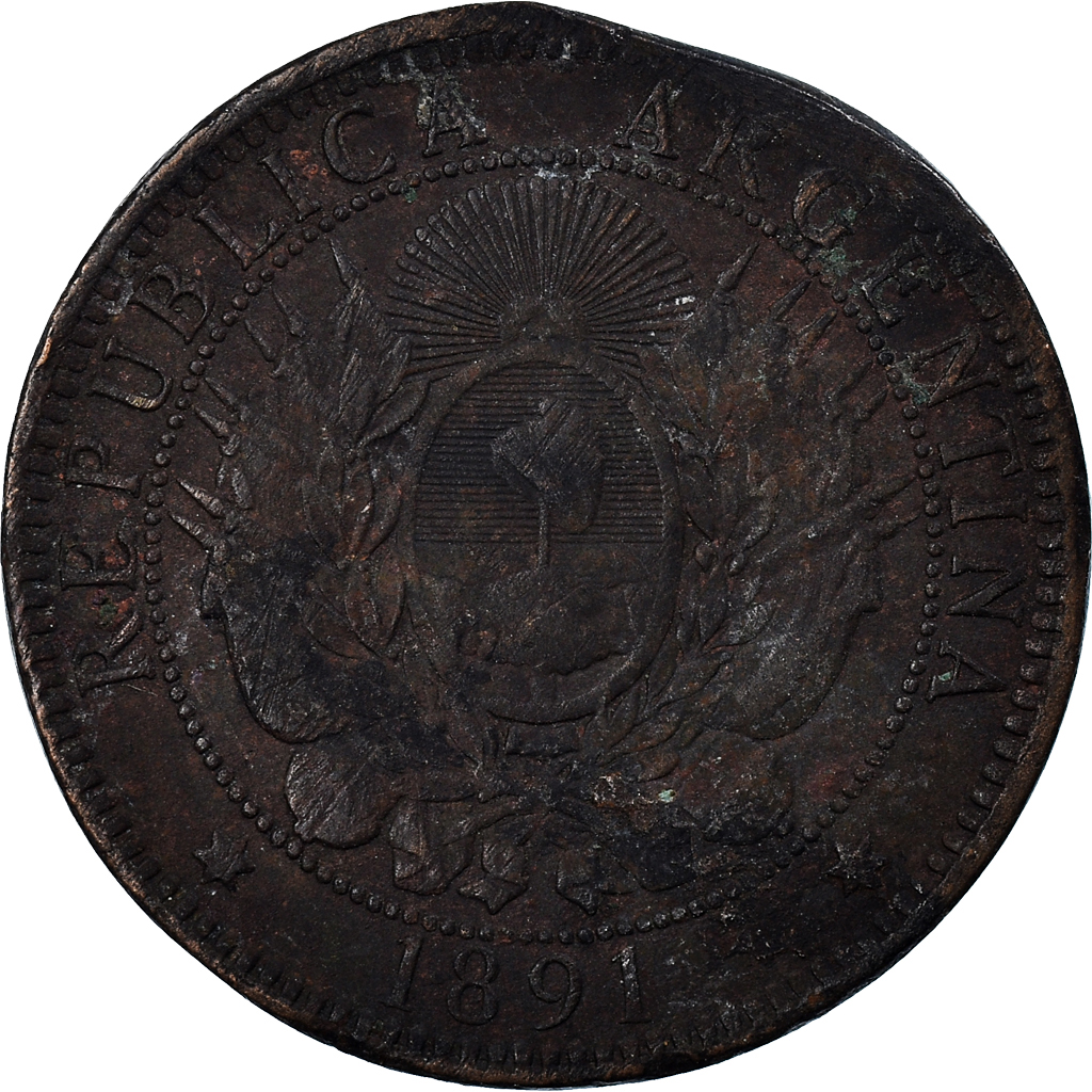 Coin, Argentina, 2 Centavos, 1891