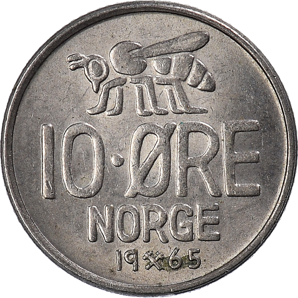 Moneda, Noruega, 10 Öre, 1965