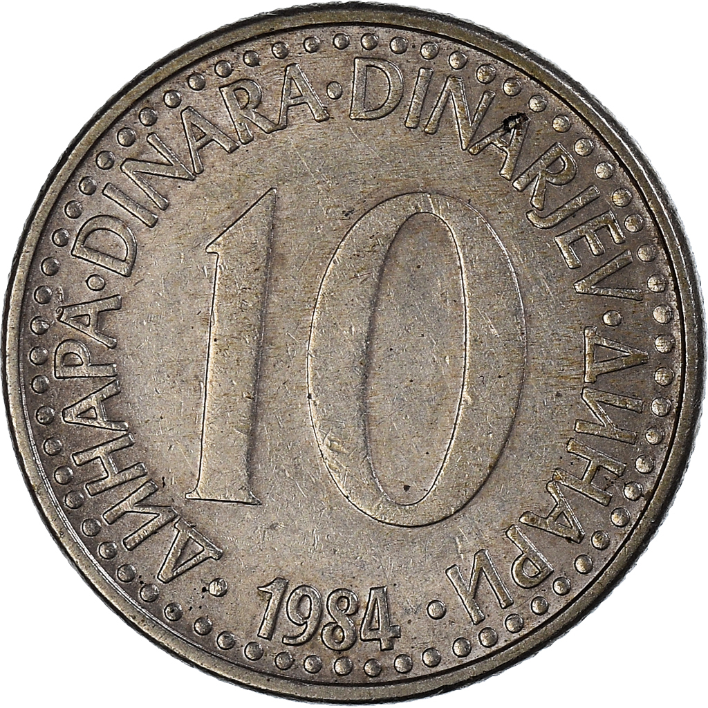 Moneda, Yugoslavia, 10 Dinara, 1984