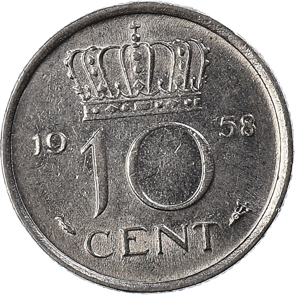 Coin, Netherlands, 10 Cents, 1958