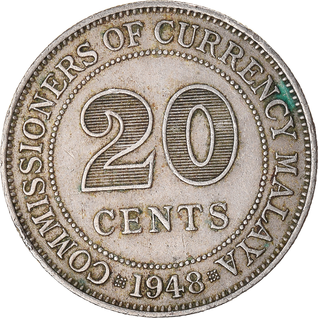 Moneda, MALAYA, 20 Cents, 1948