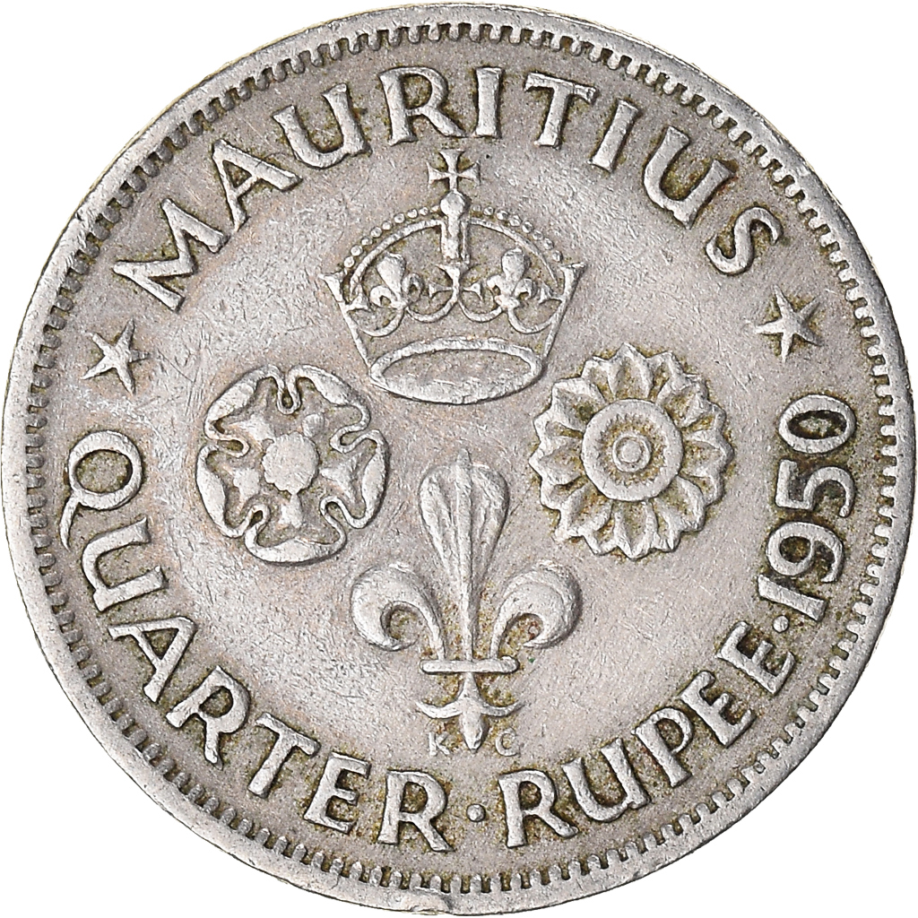 Moneda, Mauricio, 1/4 Rupee, 1950