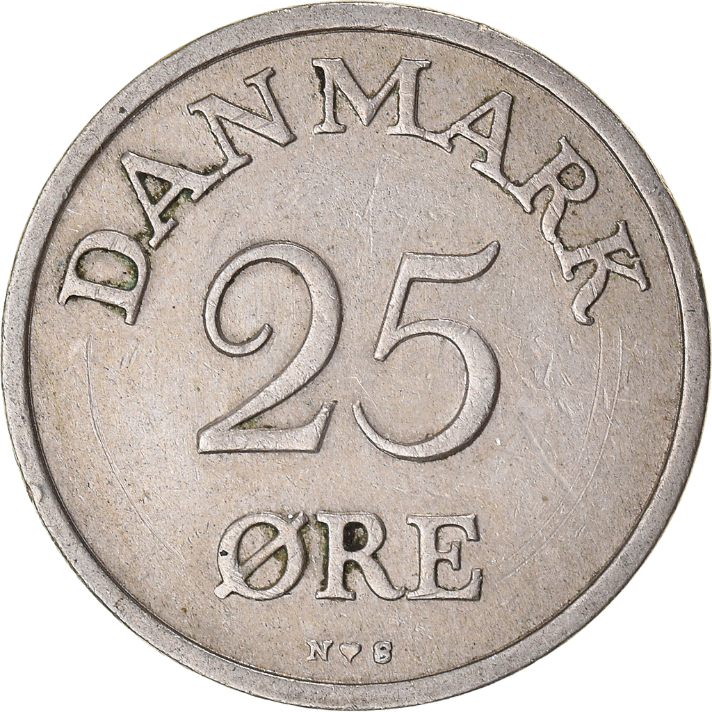 Moneda, Dinamarca, 25 Öre, 1950