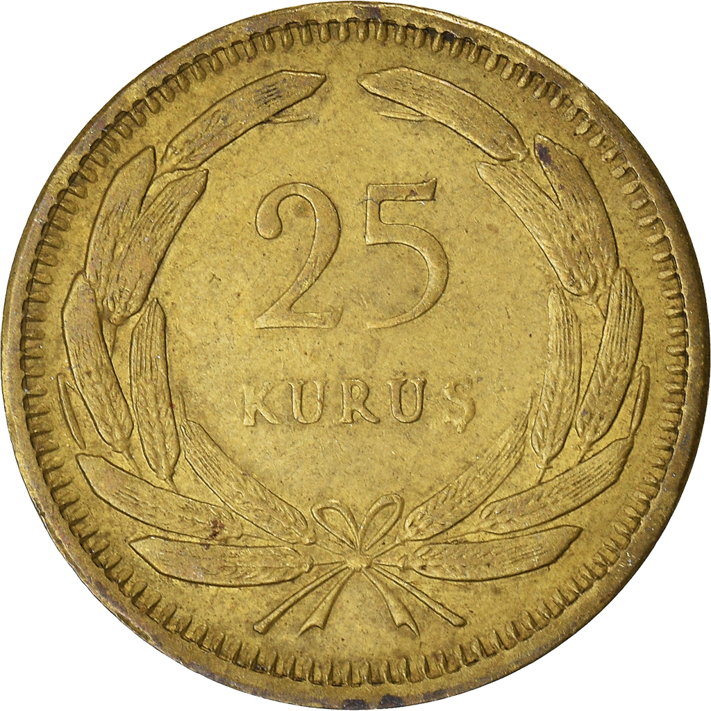 Coin, Turkey, 25 Kurus, 1955 Asian and Middle Eastern Coins