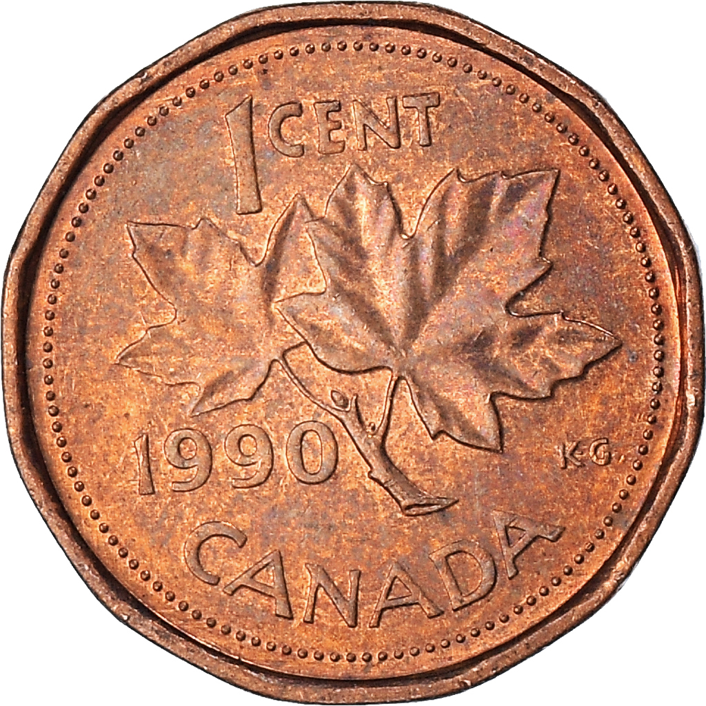 Moneda, Canadá, Cent, 1990