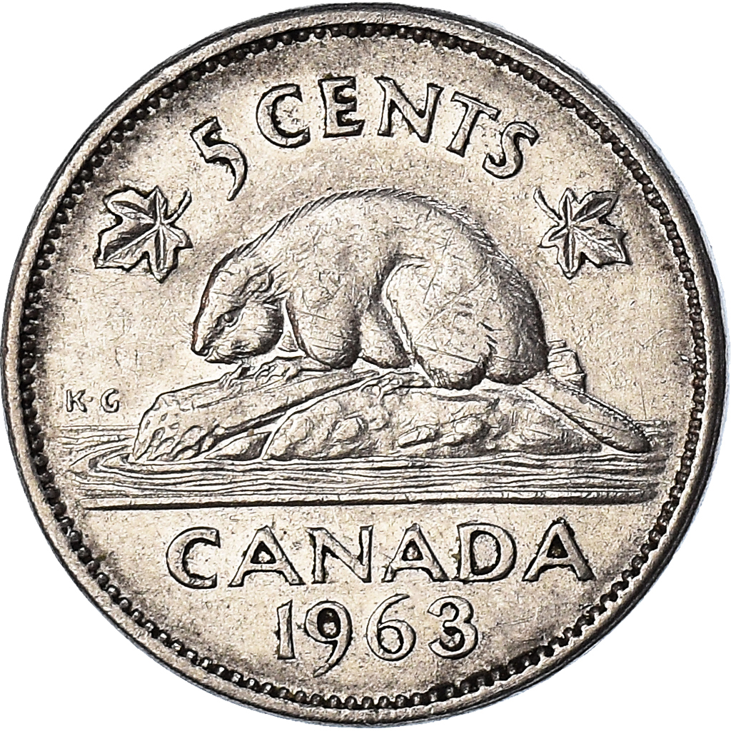 Coin, Canada, 5 Cents, 1963