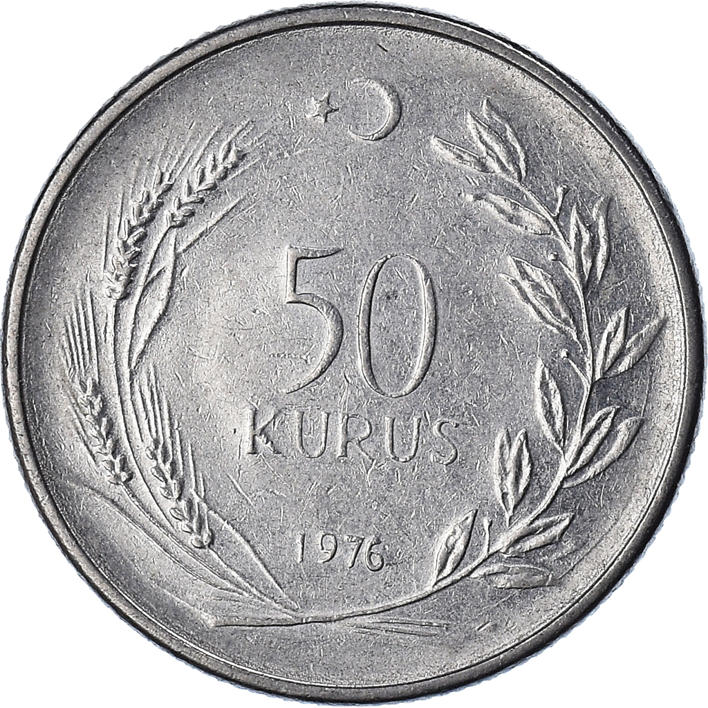 Coin, Turkey, 50 Kurus, 1976