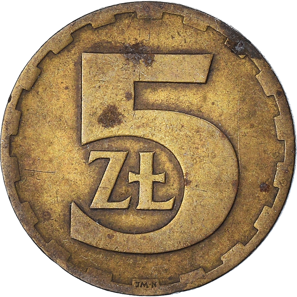 Coin, Poland, 5 Zlotych, 1977