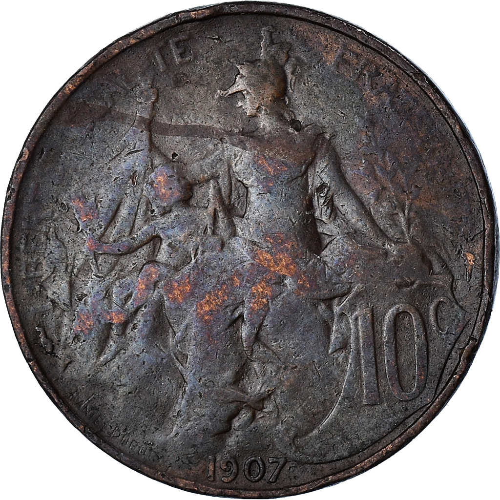Moneda, Francia, 10 Centimes, 1907