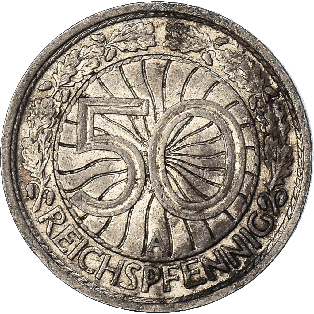 Coin, GERMANY, WEIMAR REPUBLIC, 50 Reichspfennig, 1927