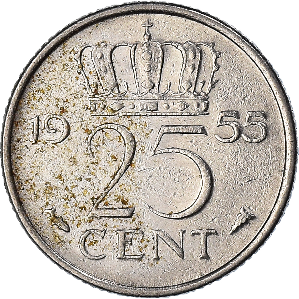 Coin, Netherlands, 25 Cents, 1955