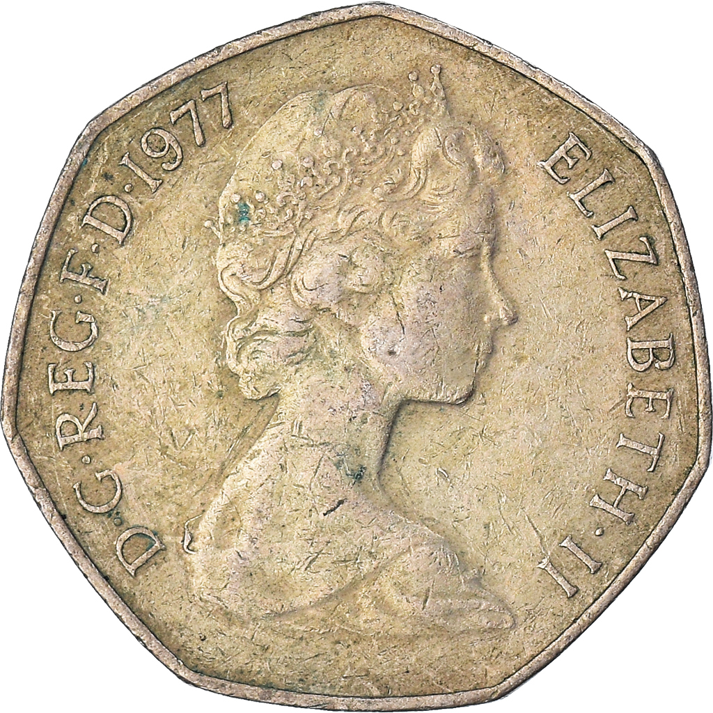 Moneda, Gran Bretaña, 50 New Pence, 1977