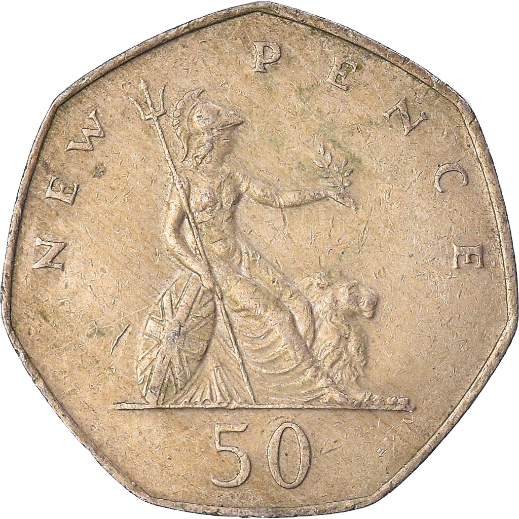 Moneda, Gran Bretaña, 50 New Pence, 1977