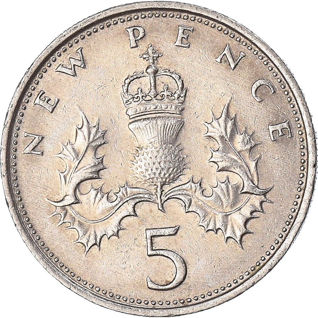 Moneda, Gran Bretaña, 5 New Pence, 1970