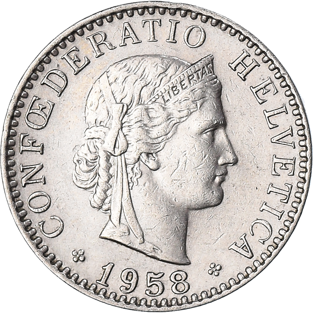 Moneda, Suiza, 20 Rappen, 1958