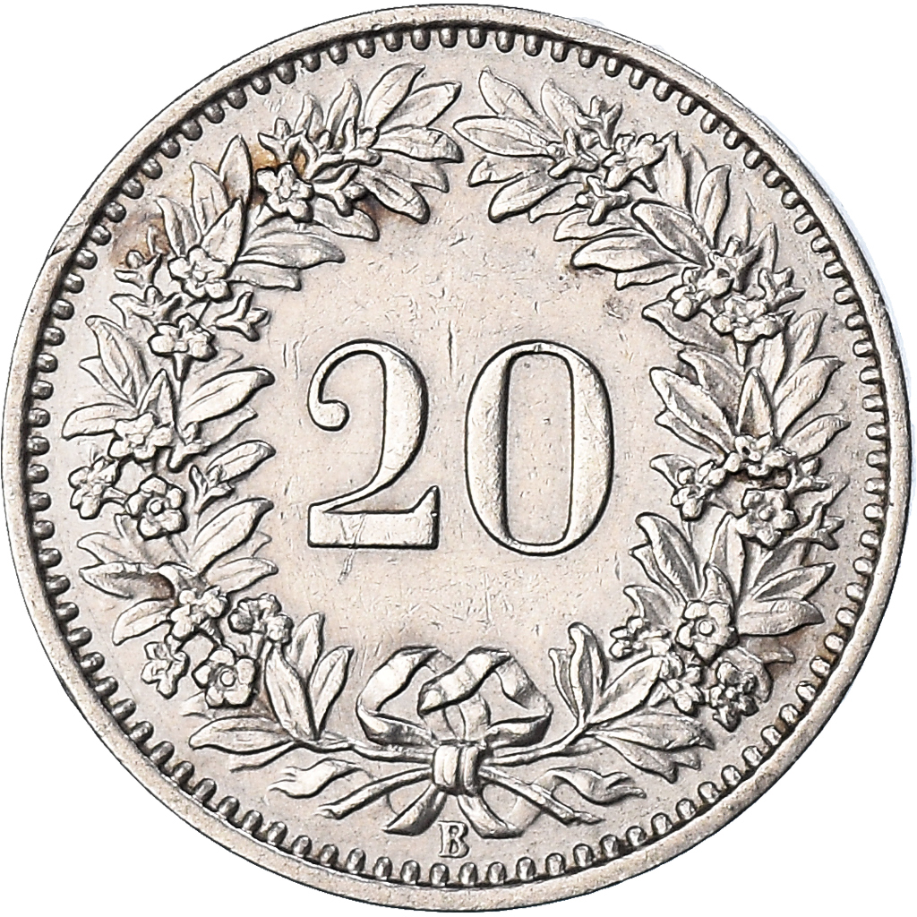Moneda, Suiza, 20 Rappen, 1958