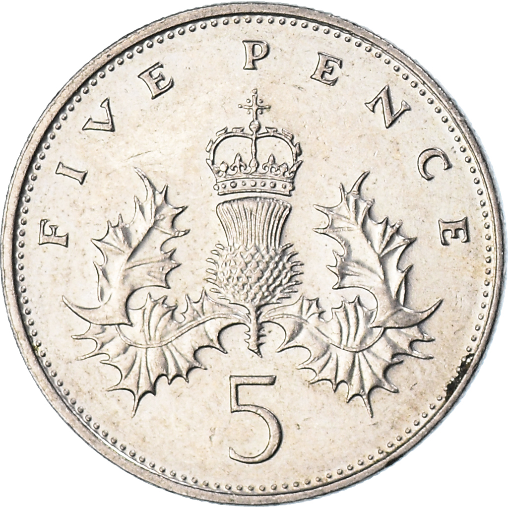 Moneda, Gran Bretaña, 5 Pence, 1988