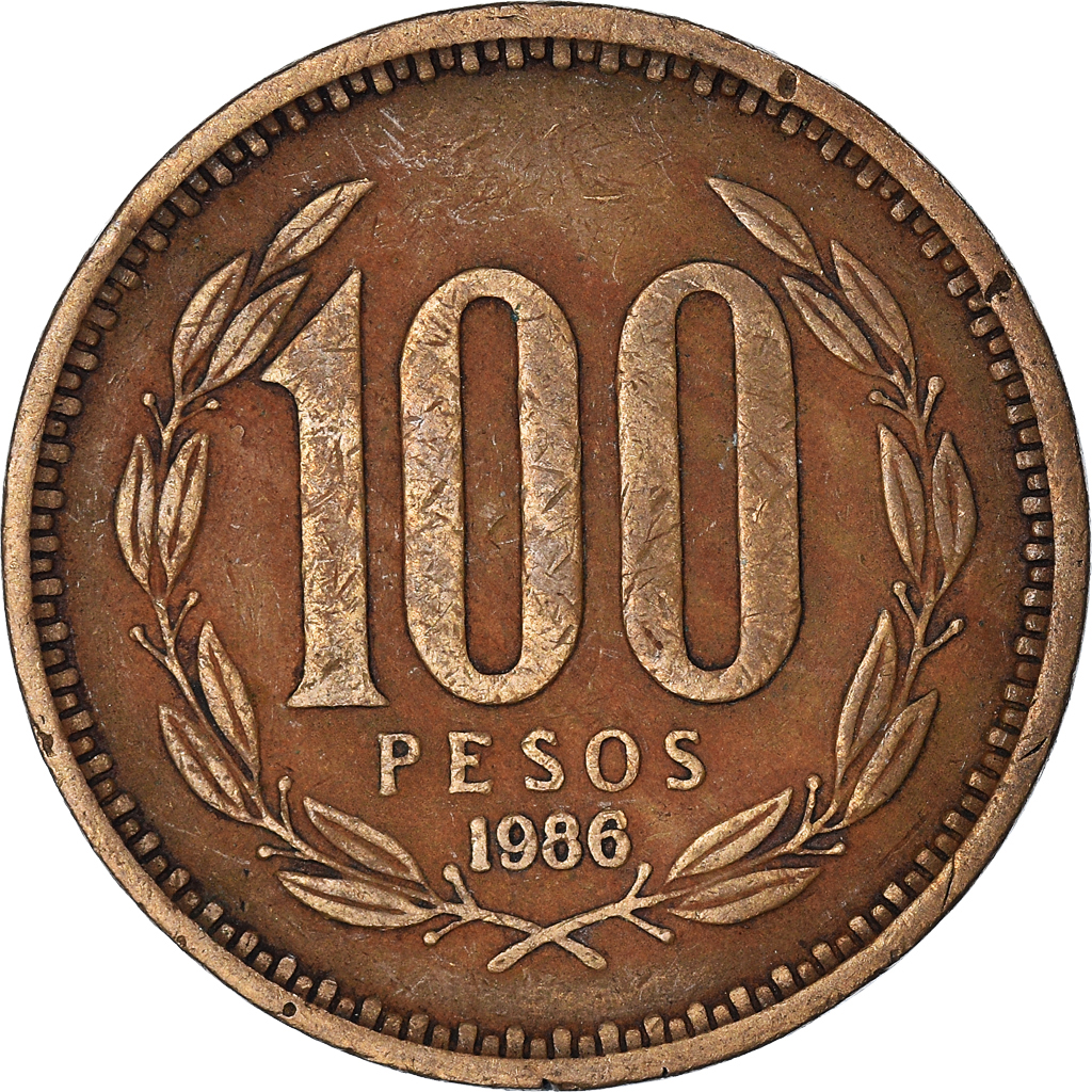 Moneda, Chile, 100 Pesos, 1986
