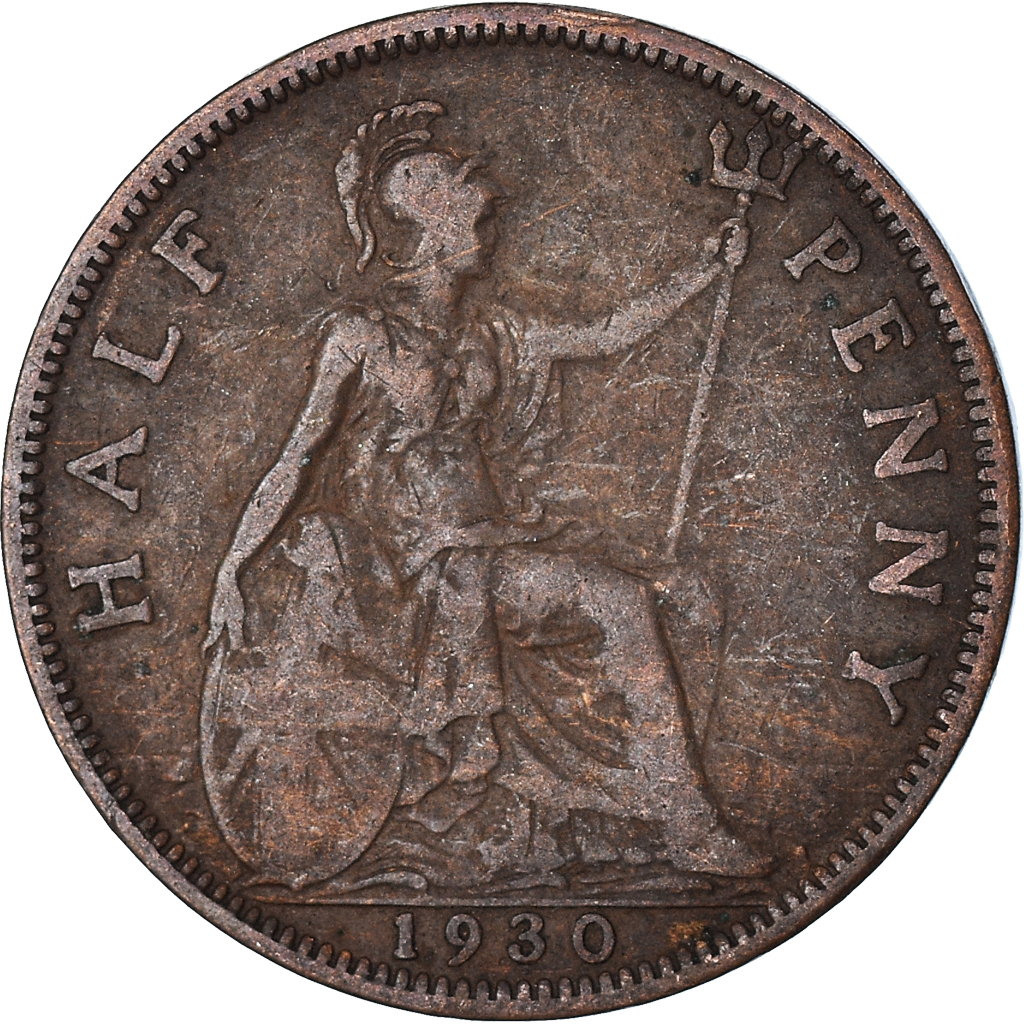 Moneda, Gran Bretaña, 1/2 Penny, 1930
