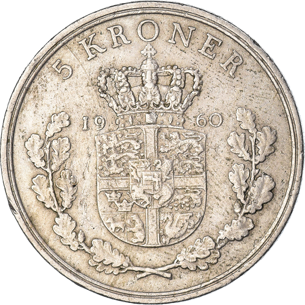 Moneda, Dinamarca, 5 Kroner, 1960