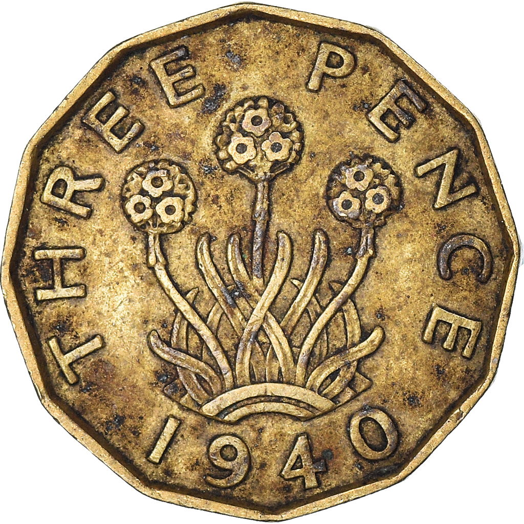 Moneda, Gran Bretaña, 3 Pence, 1940