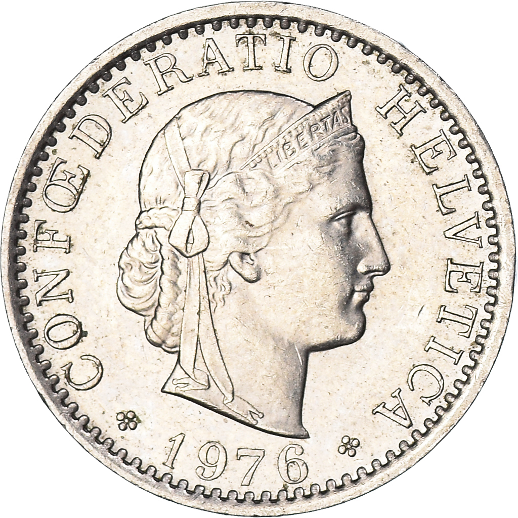 Moneda, Suiza, 20 Rappen, 1976