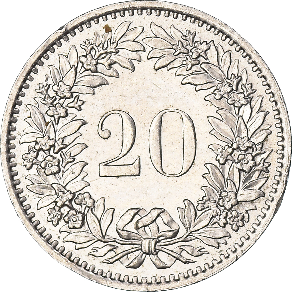 Moneda, Suiza, 20 Rappen, 1976