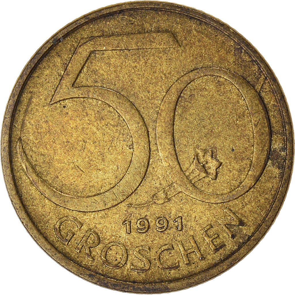 Moneda, Austria, 50 Groschen, 1991