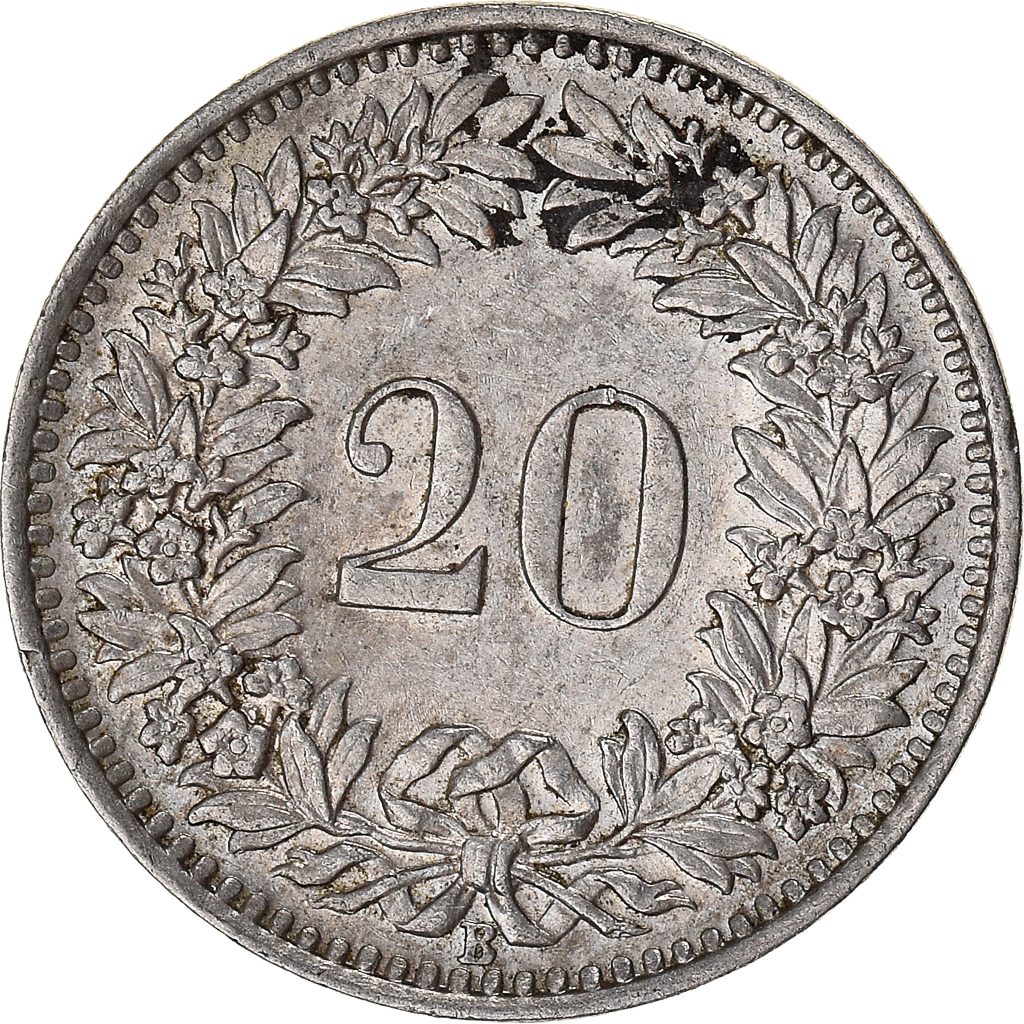 Moneda, Suiza, 20 Rappen, 1962