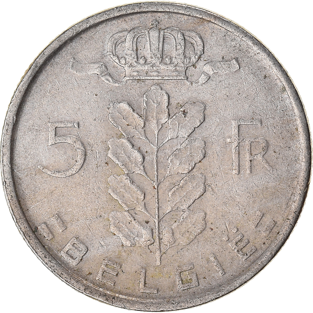 Coin, Belgium, 5 Francs, 5 Frank, 1970