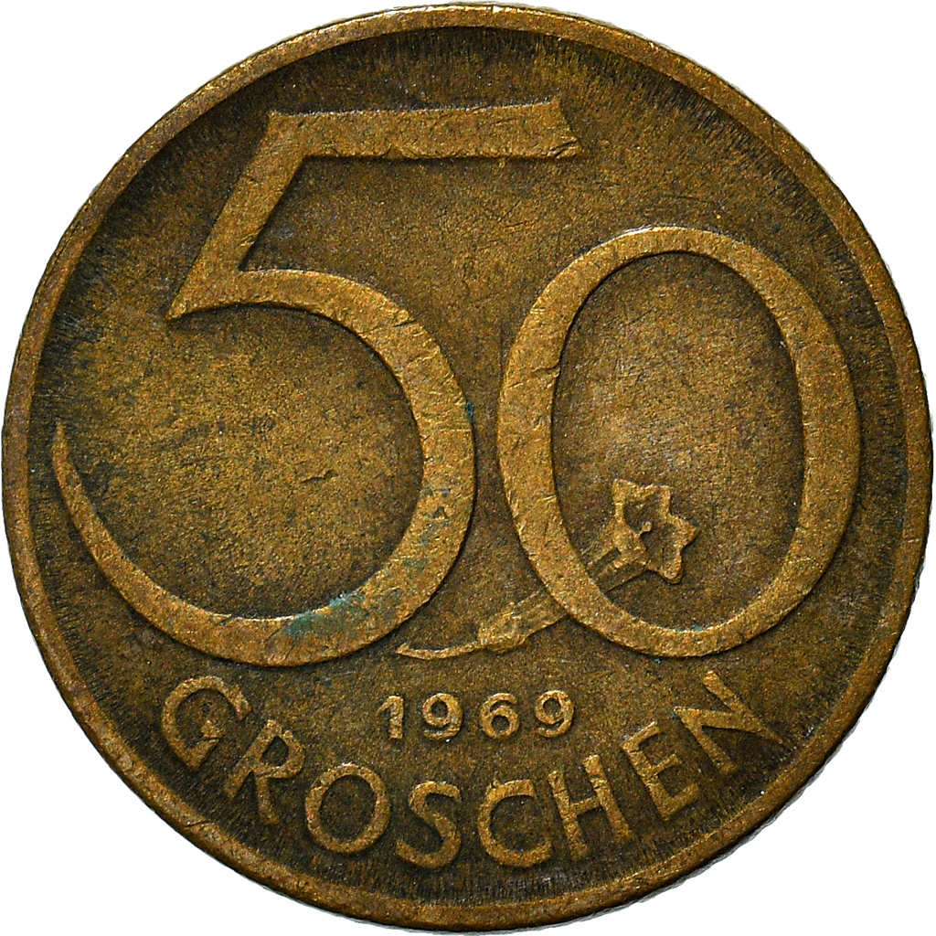 Coin, Austria, 50 Groschen, 1969, , Aluminum-Bronze, KM:2885