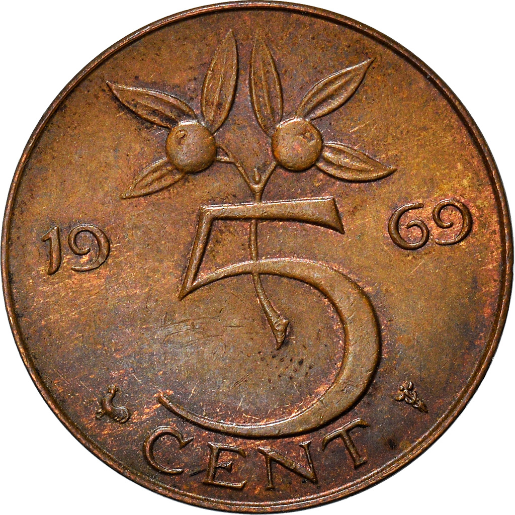 Coin, Netherlands, Juliana, 5 Cents, 1969, , Bronze, KM:181