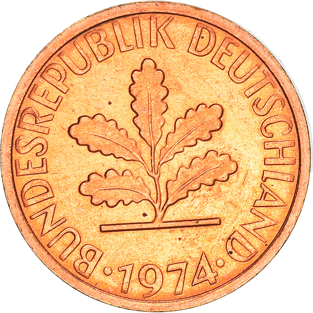 Coin, GERMANY - FEDERAL REPUBLIC, Pfennig, 1974, Stuttgart, , Copper