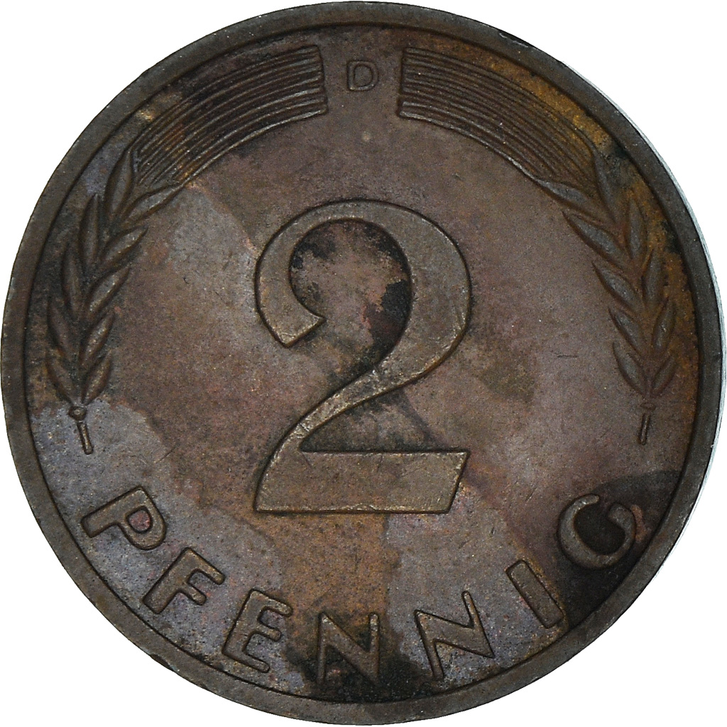 Coin, GERMANY - FEDERAL REPUBLIC, 2 Pfennig, 1962, Munich, , Bronze