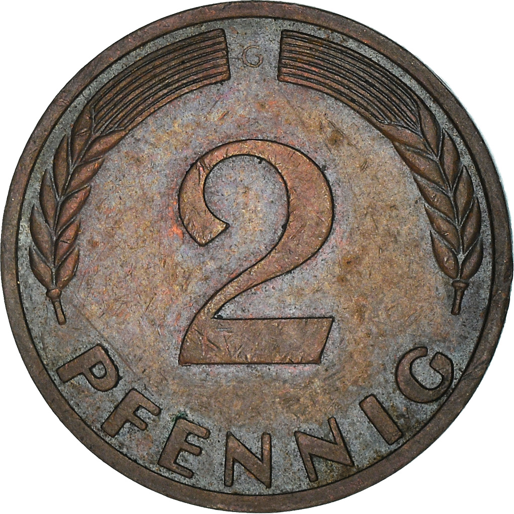 Coin, GERMANY - FEDERAL REPUBLIC, 2 Pfennig, 1968, Karlsruhe, , Bronze