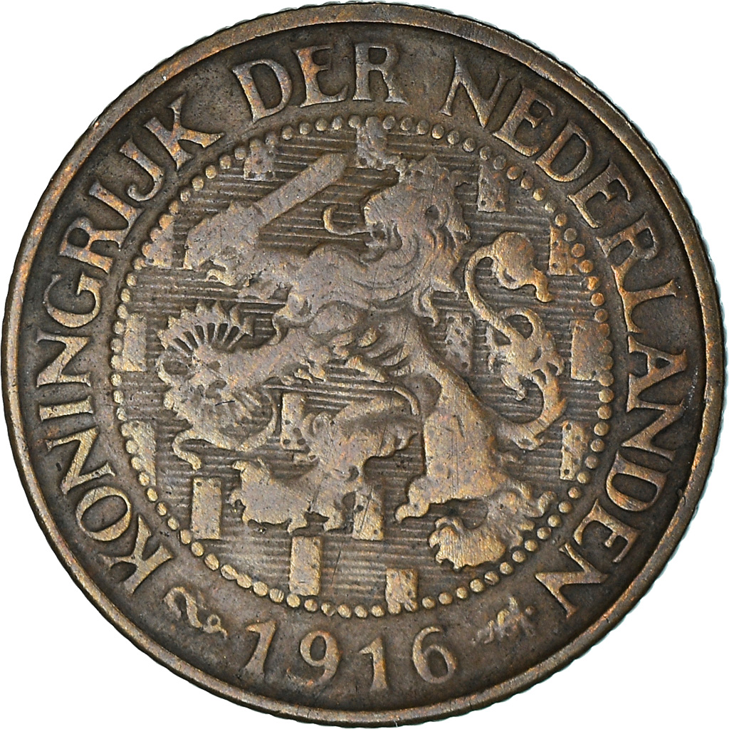 Moneda, Países Bajos, Wilhelmina I, Cent, 1916, MBC, Bronce, KM:152