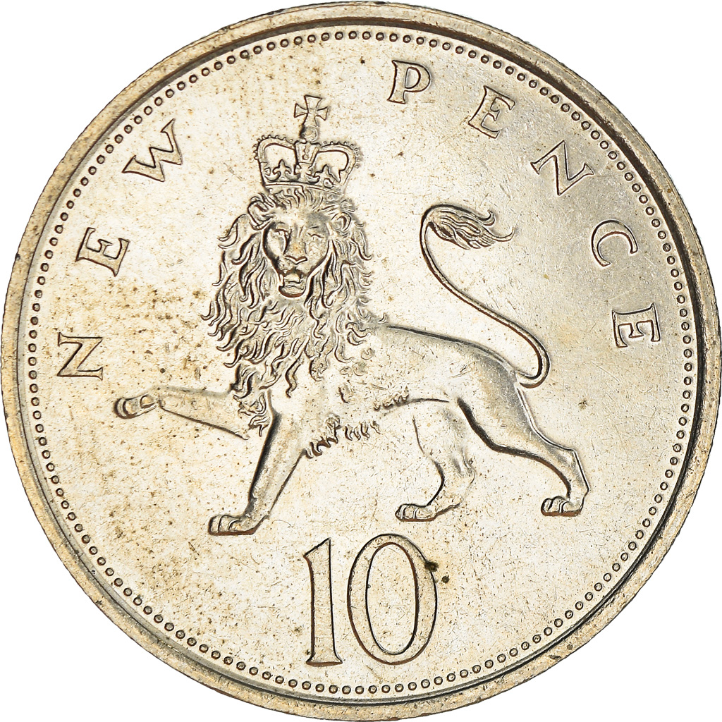 Moneda, Gran Bretaña, Elizabeth II, 10 New Pence, 1979, MBC+, Cobre - níquel