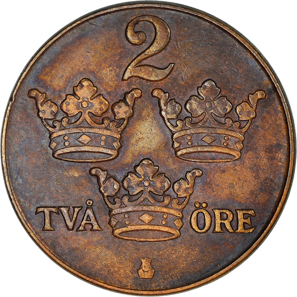 Moneda, Suecia, Gustaf V, 2 Öre, 1950, EBC, Bronce, KM:778
