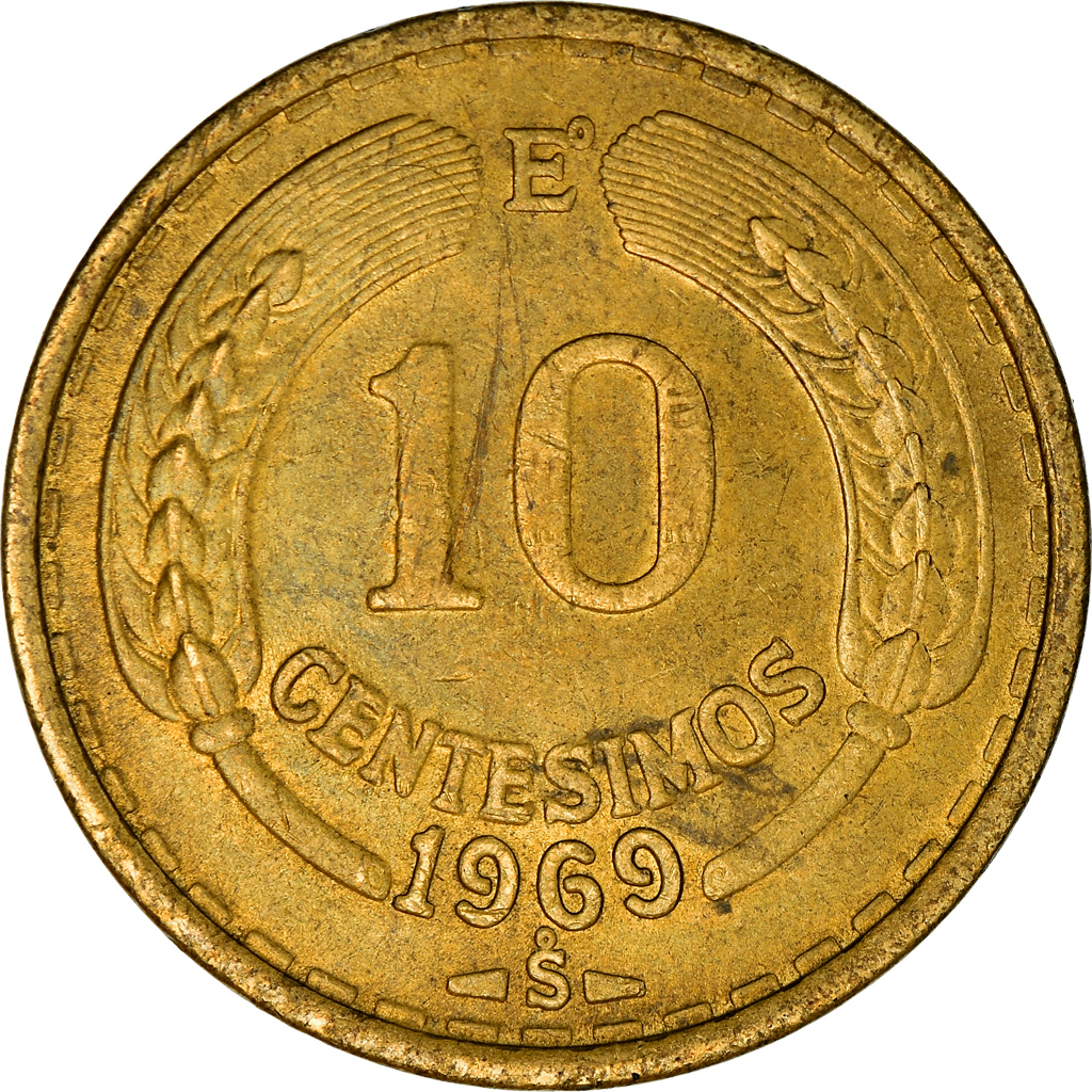Moneda, Chile, 10 Centesimos, 1969, Santiago, EBC, Aluminio - bronce, KM:191